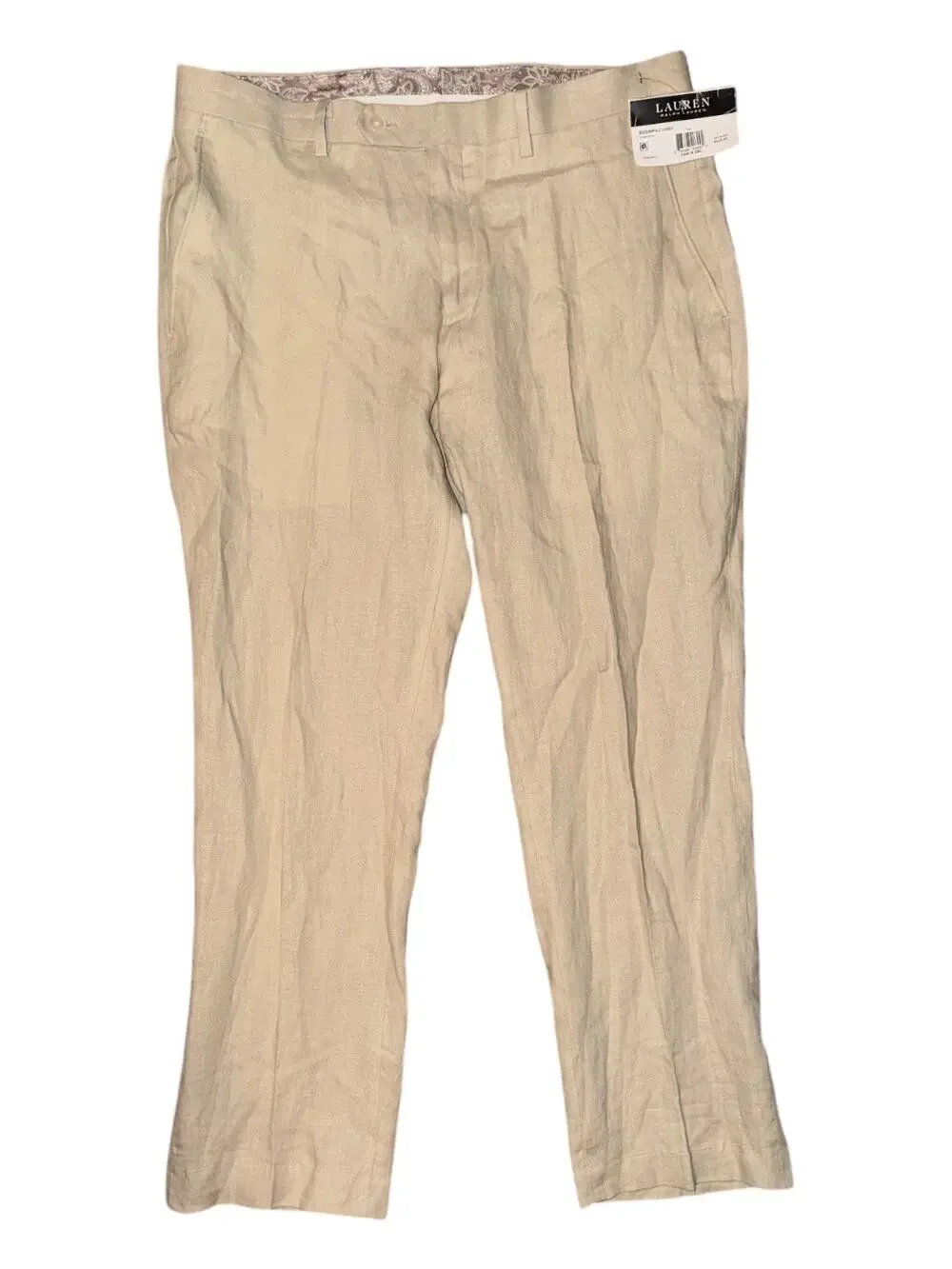 Ralph Lauren Men’s Size 34 X 29 Tan Khaki 100% Linen Pants New